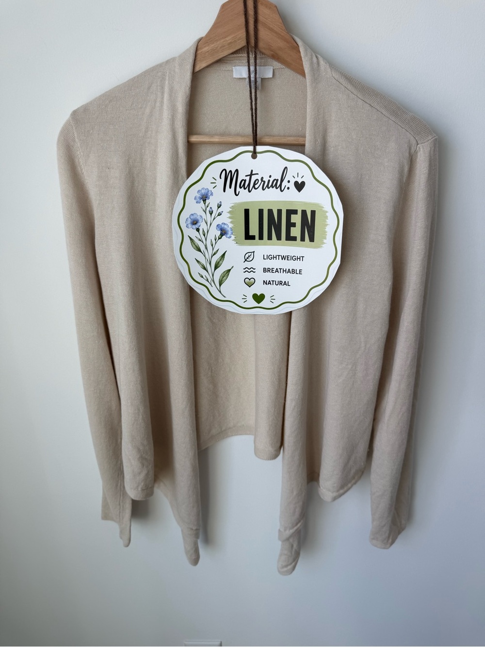 J. Jill Linen Open-Front Cardigan in Beige